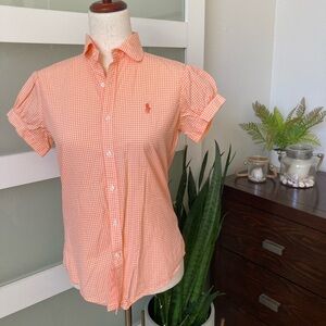 Orange checkered Ralph Lauren size 8 blouse.